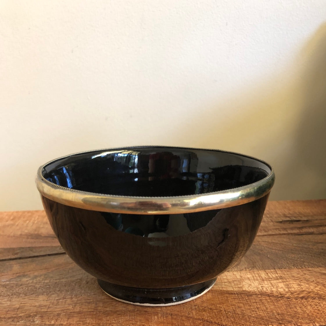 Fez Bowl with Silver Edging in Black - Set of 2