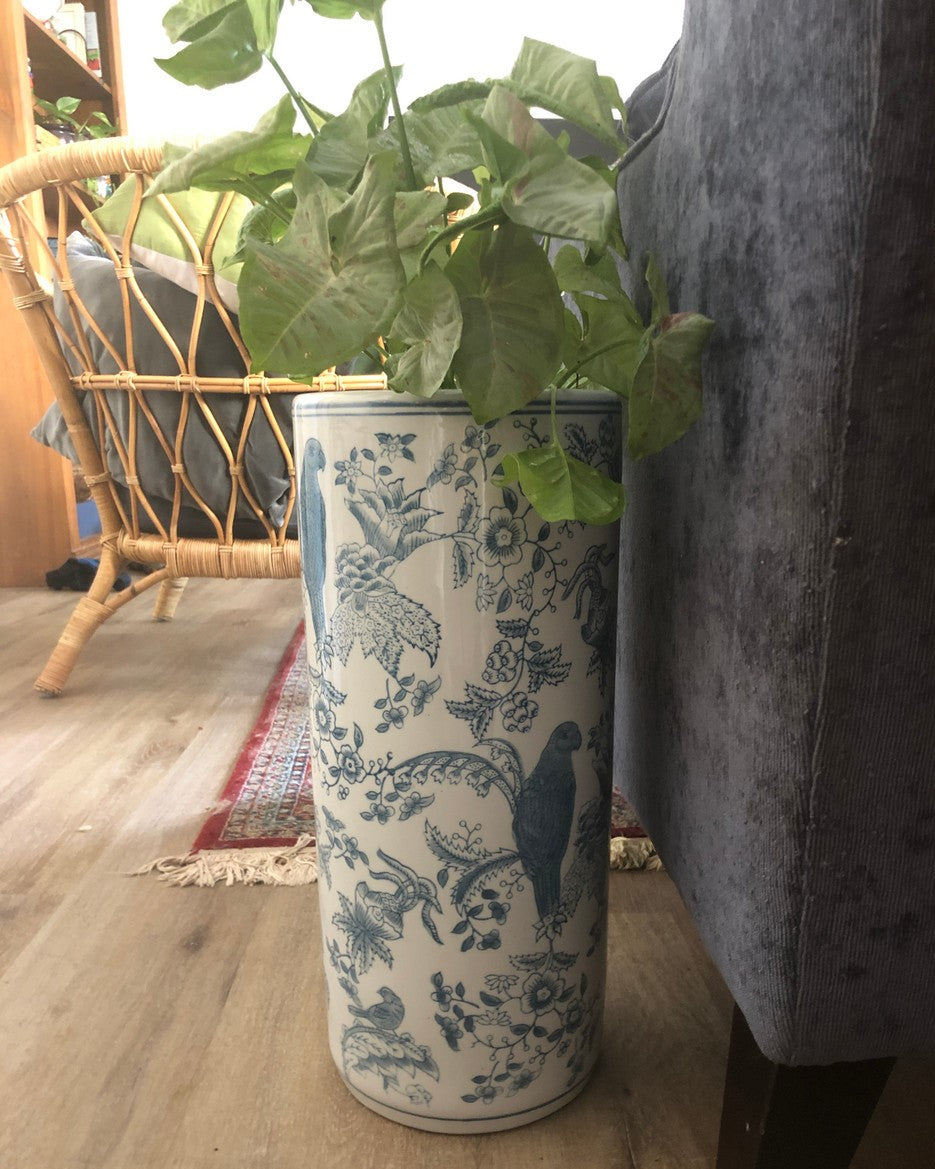 Chinoiserie Umbrella Stand/Planter in Blue