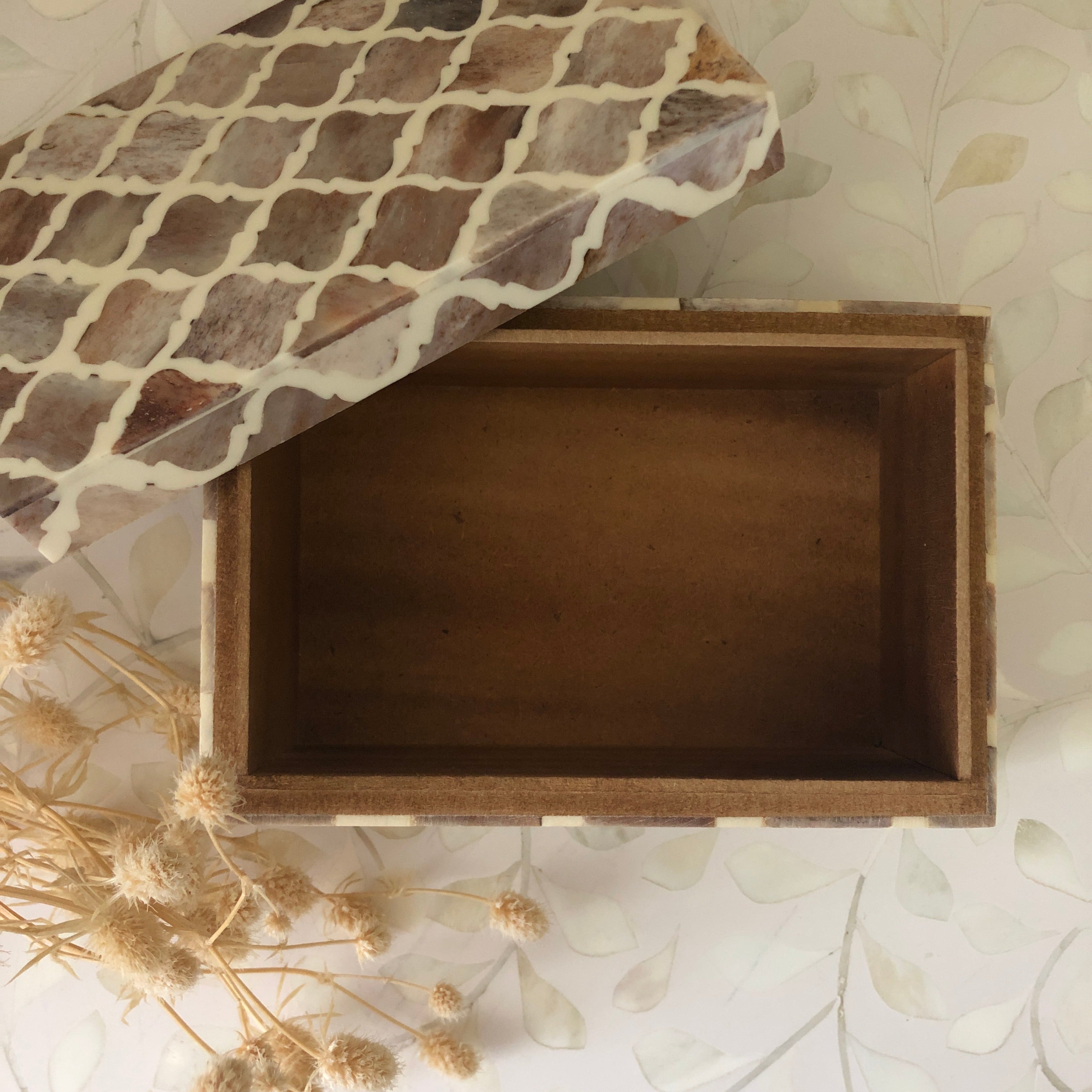Bone Inlay Box in Mocha Marrakech Pattern