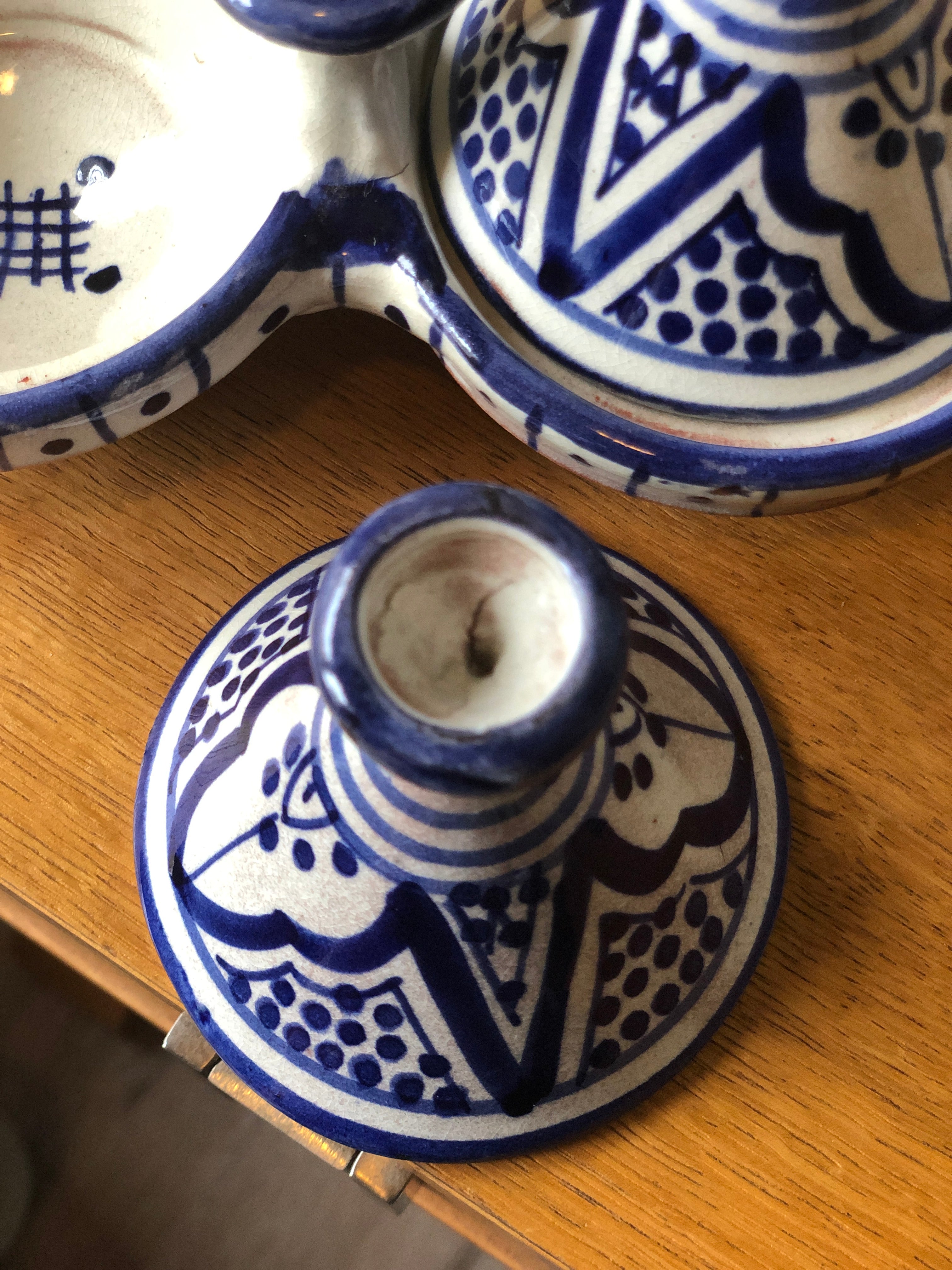 Moorish Fez Mini Dual Tagine in Blue & White