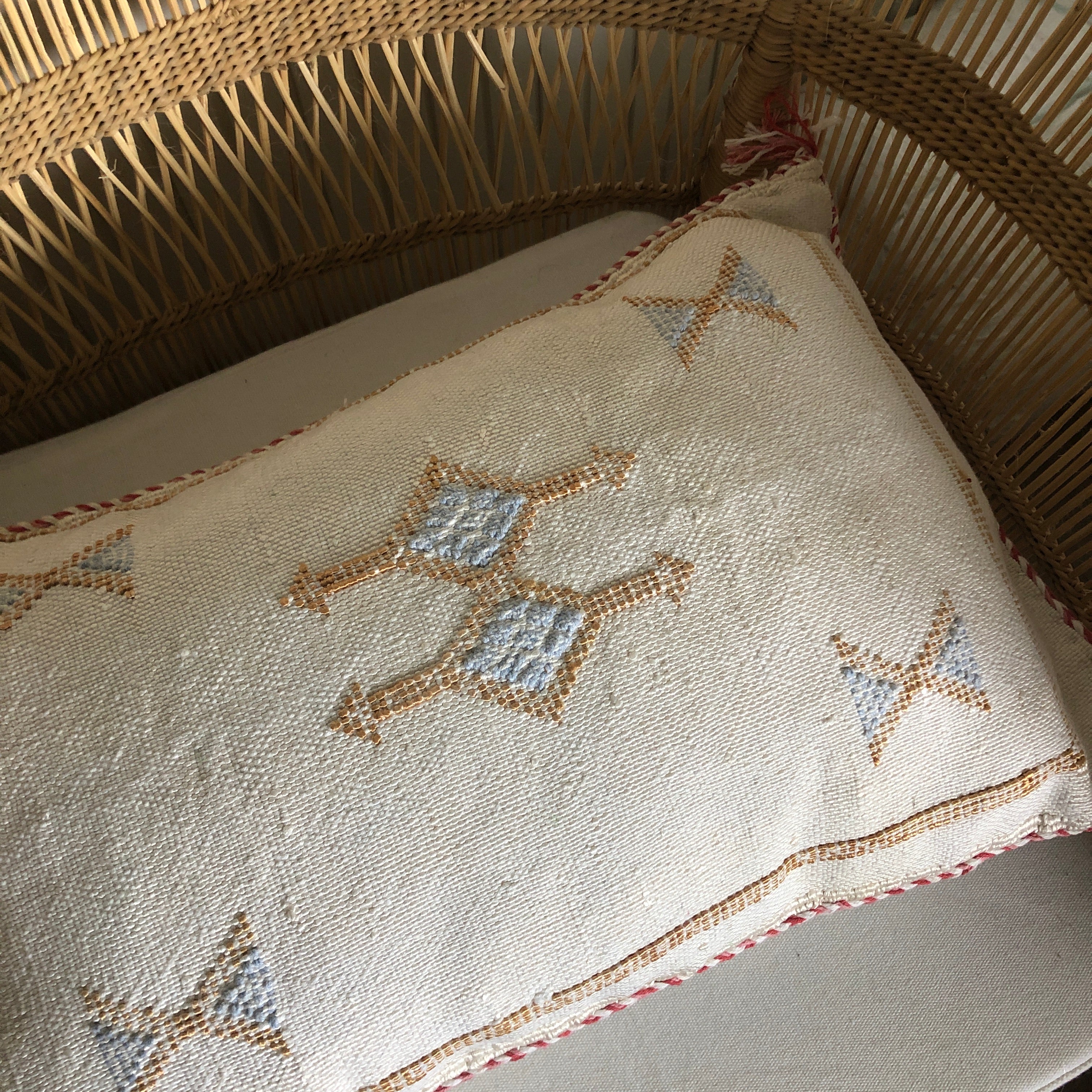 Rectangular Moroccan Cactus Silk Pillow in Natural