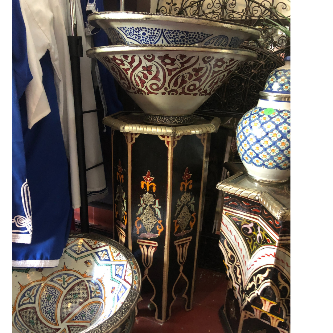 Handpainted Moroccan Octagonal Side Table