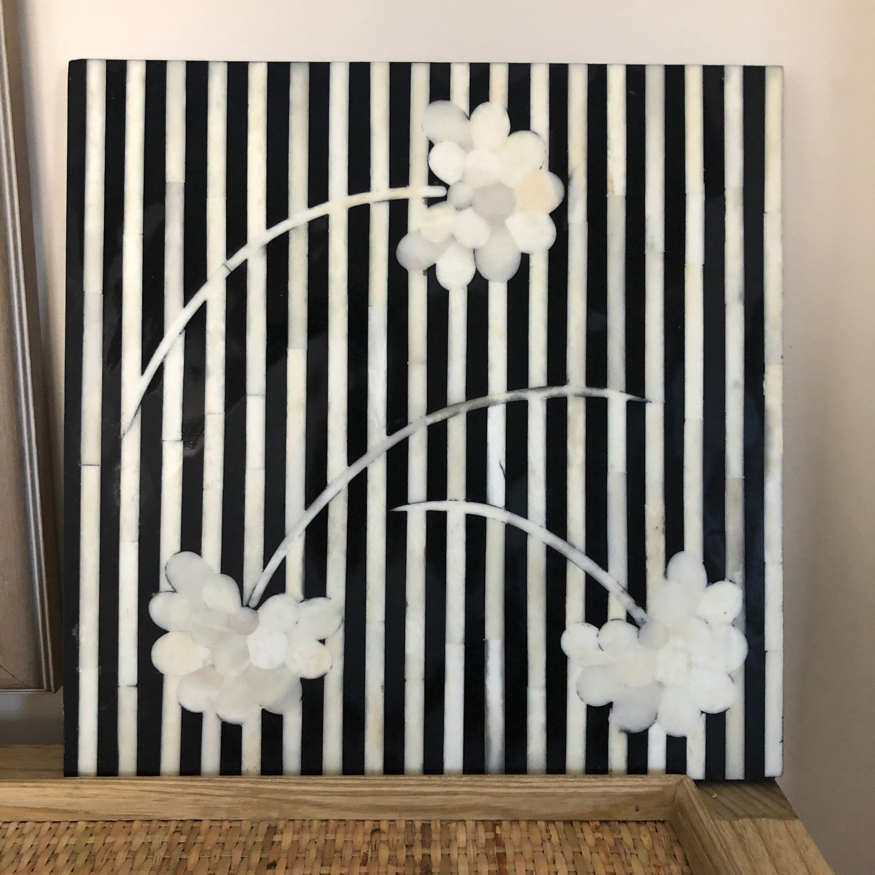 Bone Inlay Trivet in Black & White