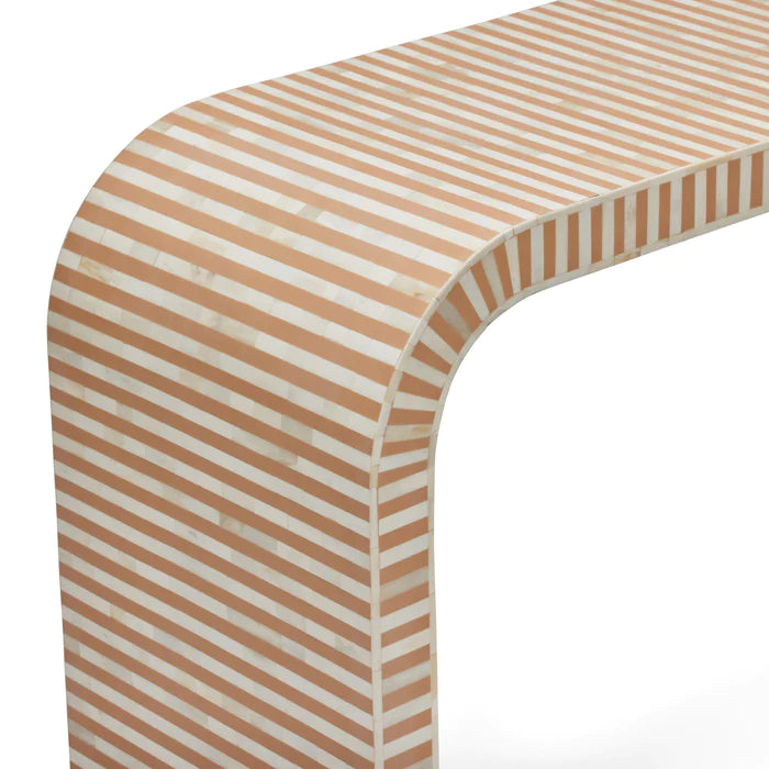 Bone Inlay Waterfall Console in Caramel