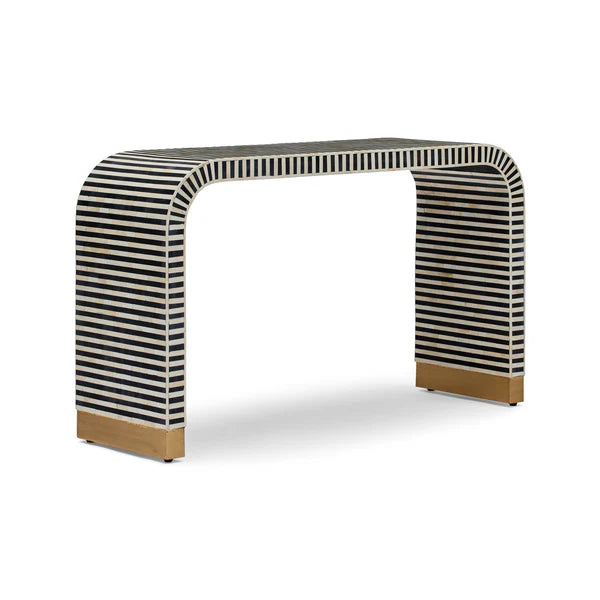 Bone Inlay Waterfall Console in Black