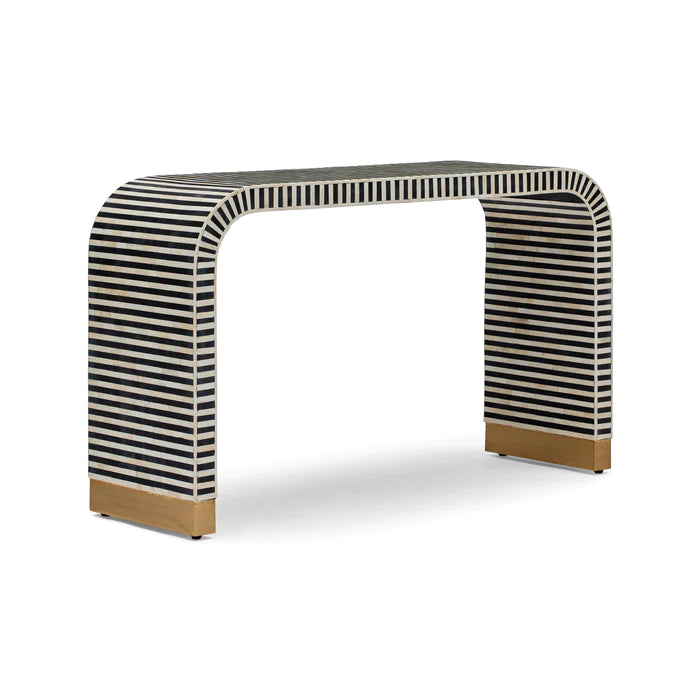 Bone Inlay Waterfall Console in Black