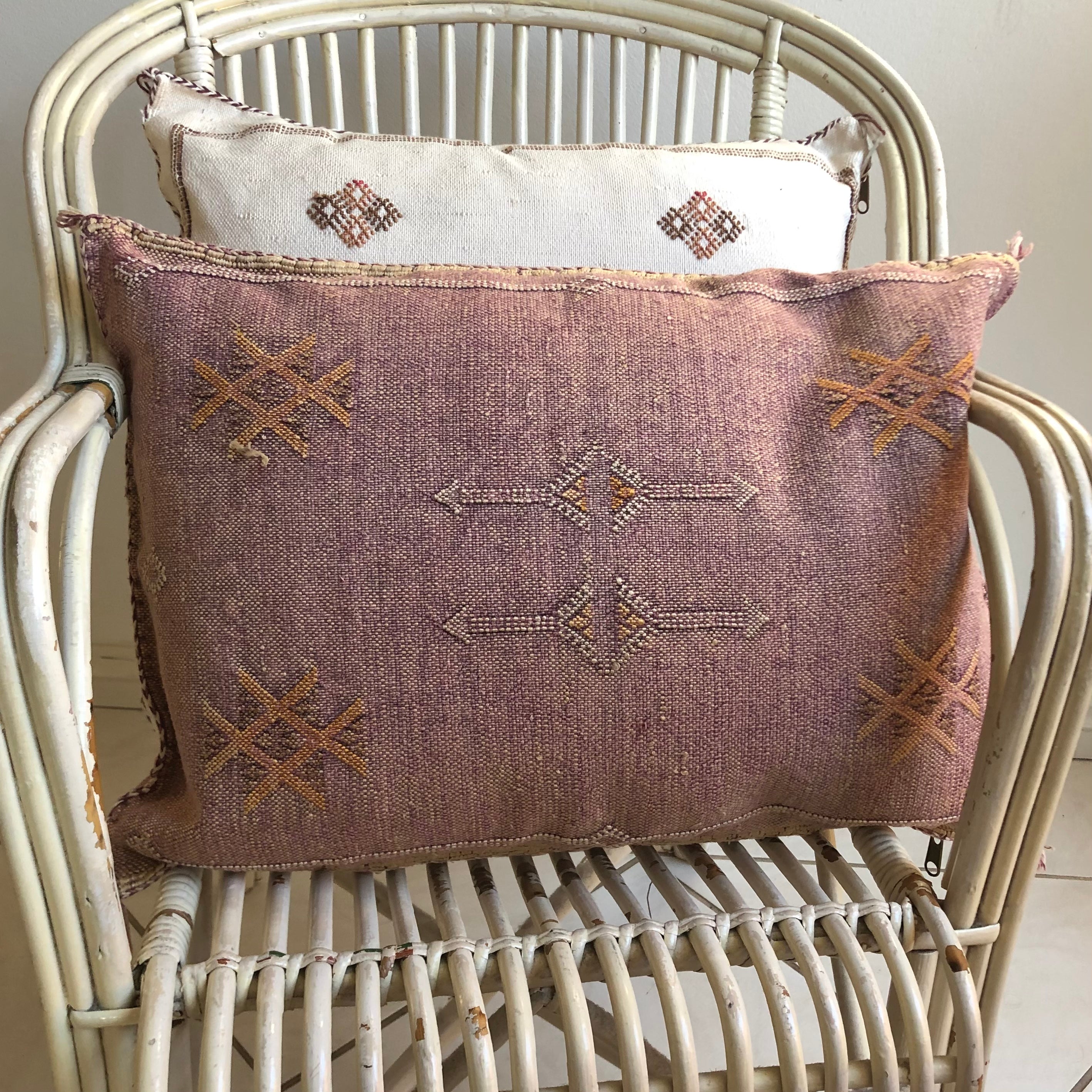 Genuine Moroccan Cactus Silk Pillow in Aubergine