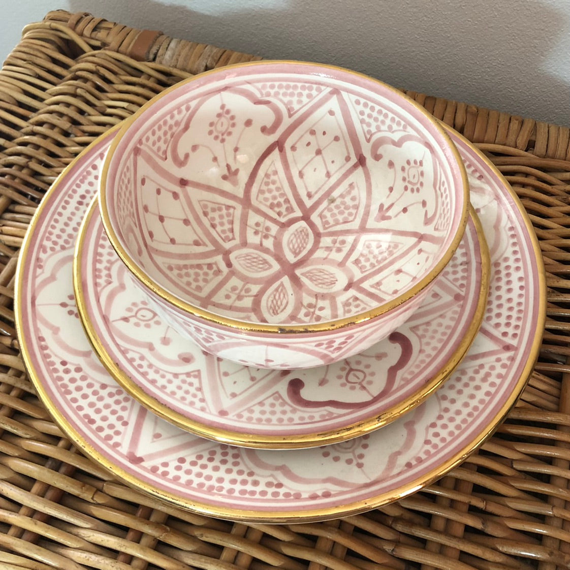 Genuine Rabat Safi Set - Large Plate, Small Plate & Bowl in Rose