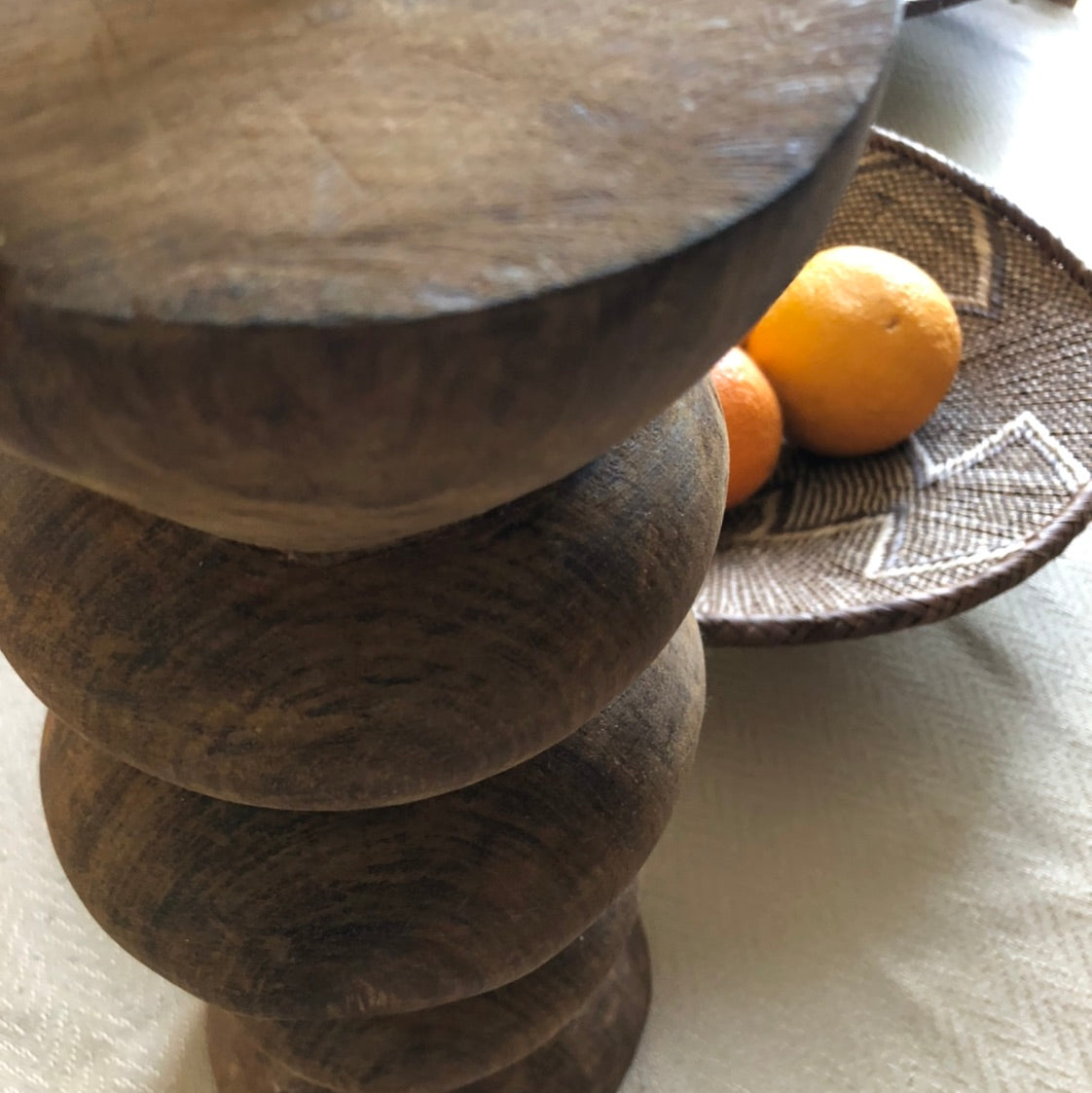Carved Timber Candle Holder