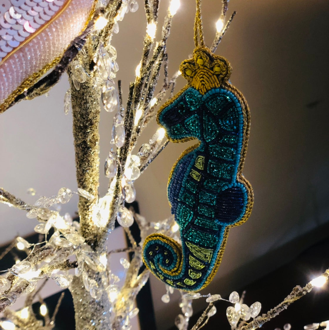 Sequin Queen Seahorse Tree Decoration