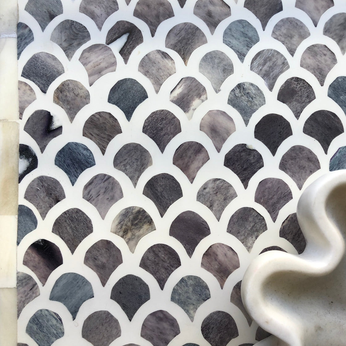 Bone Inlay 4 Drawer Chest in Fishscale Navy