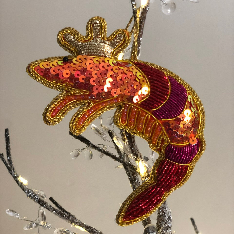 King Prawn Sequin Hanging Decoration