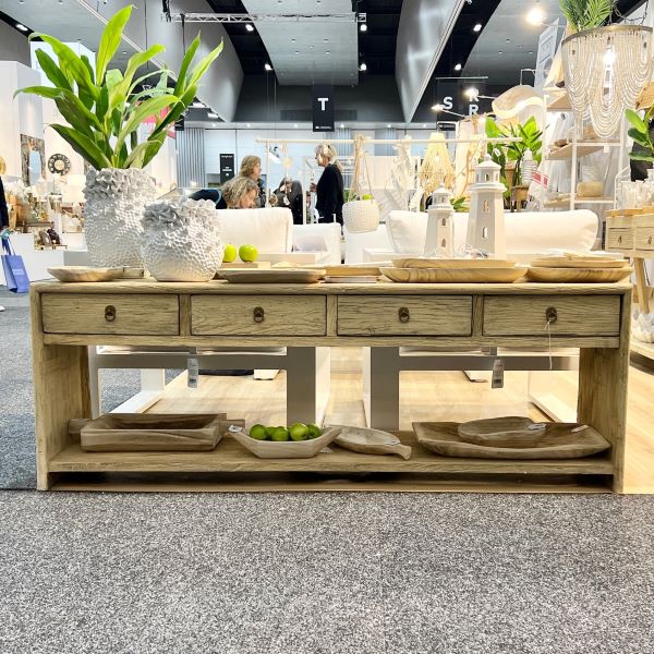 Palu Recycled Timber 4 Drawer Low Console