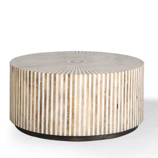Bone & Timber Inlay Round Coffee Table