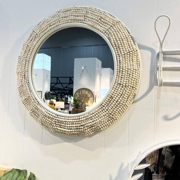 Areah Beaded Round Mirror