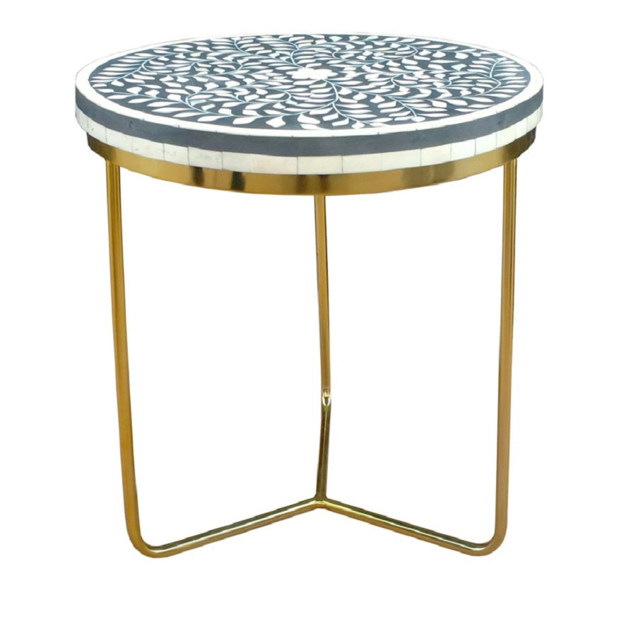 Bone Inlay 3 Drawer Bedside Chest in Celtic Black