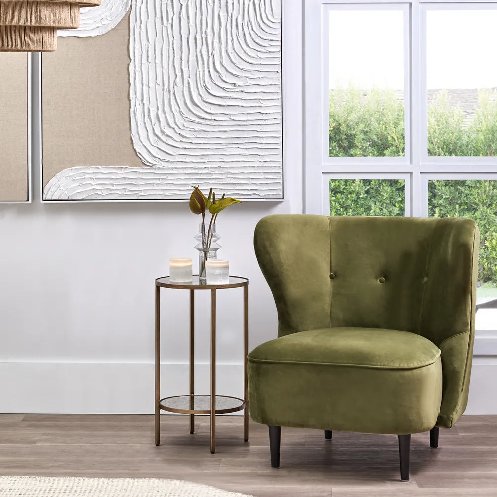 Abigail Occasional Chair in Olive Velvet
