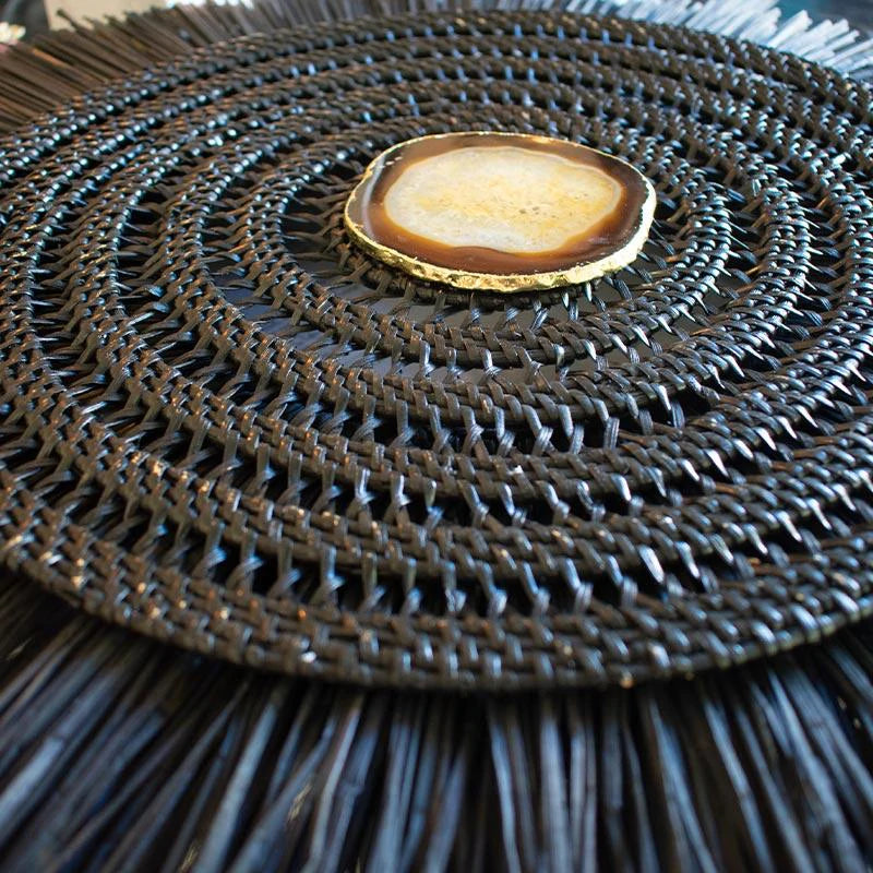 Agate Grass Mat Artwork - Black on White