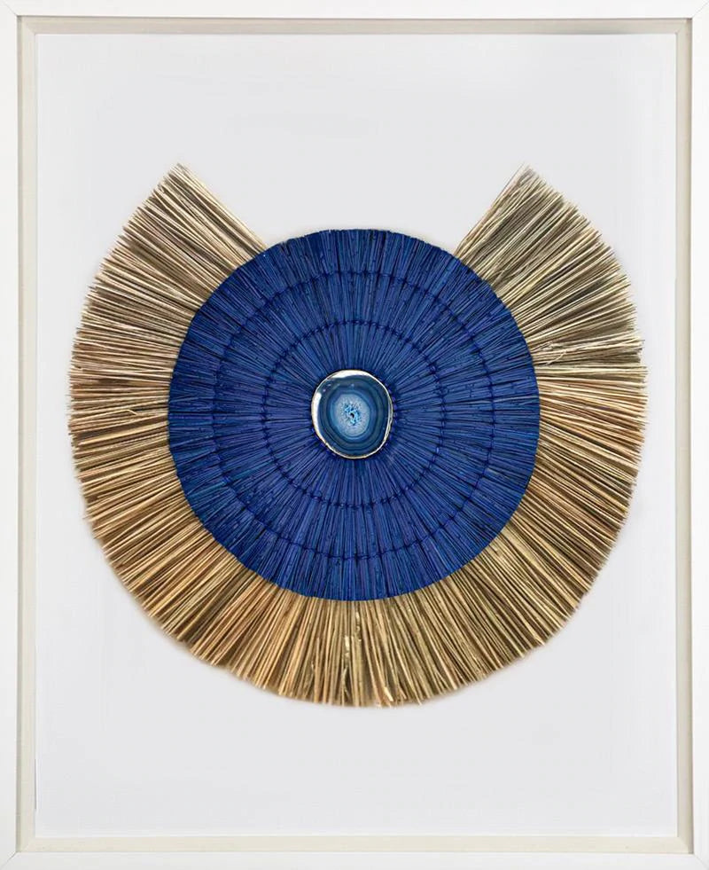 Agate Grass Mat Artwork - Navy & Natural on White