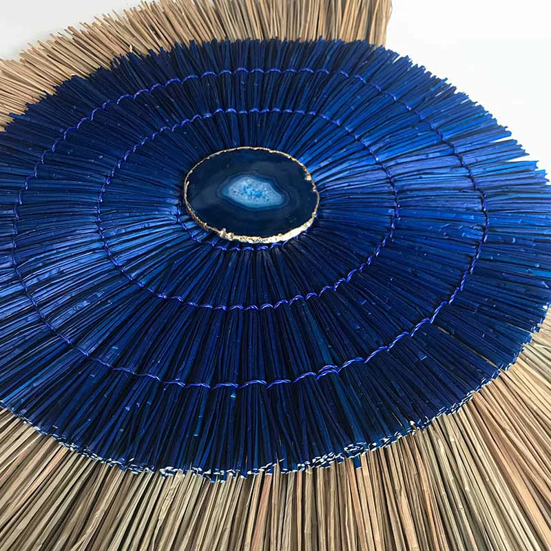 Agate Grass Mat Artwork - Navy & Natural on White