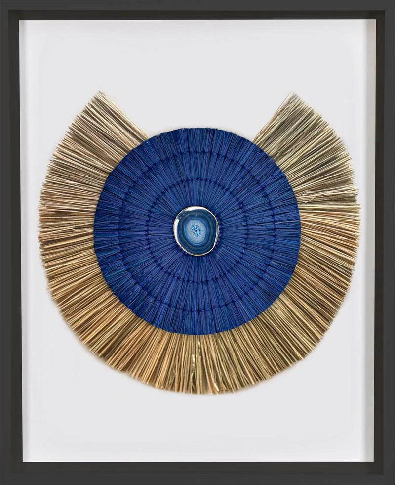 Agate Grass Mat Artwork - Navy & Natural on White