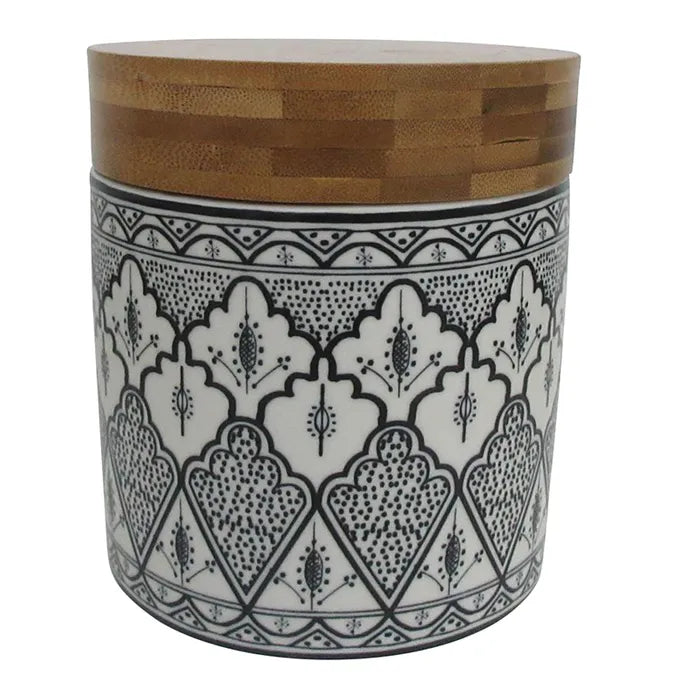Moroccan Style Ceramic Cannister in Black/White