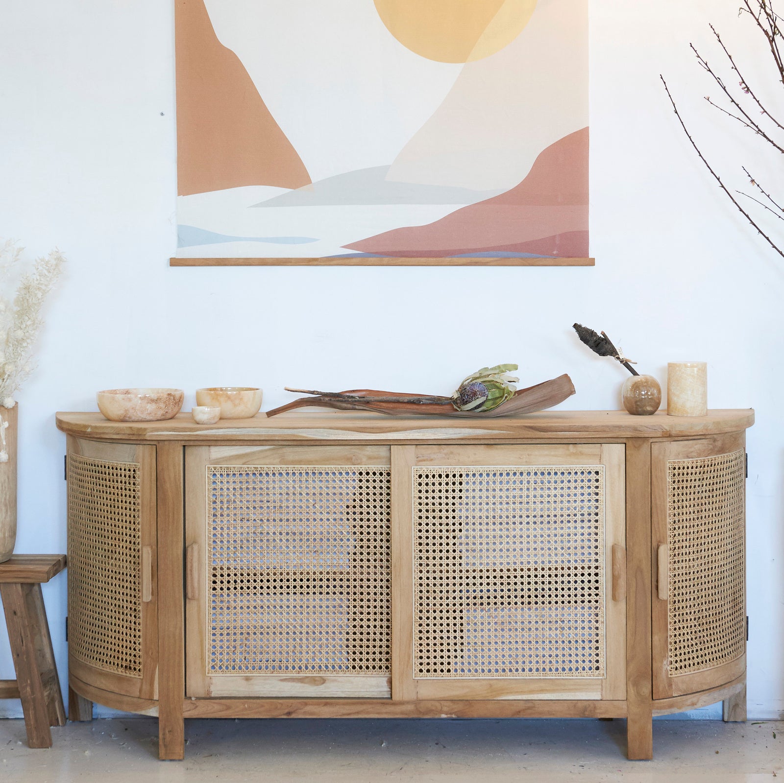 Bayonne Rattan Curved Console