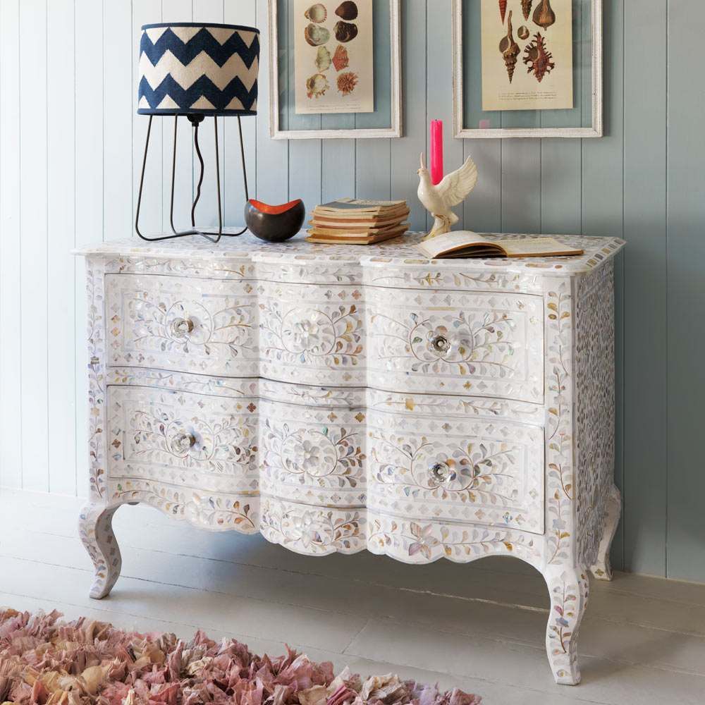 Provincial Mother of Pearl 2 Drawer Chest