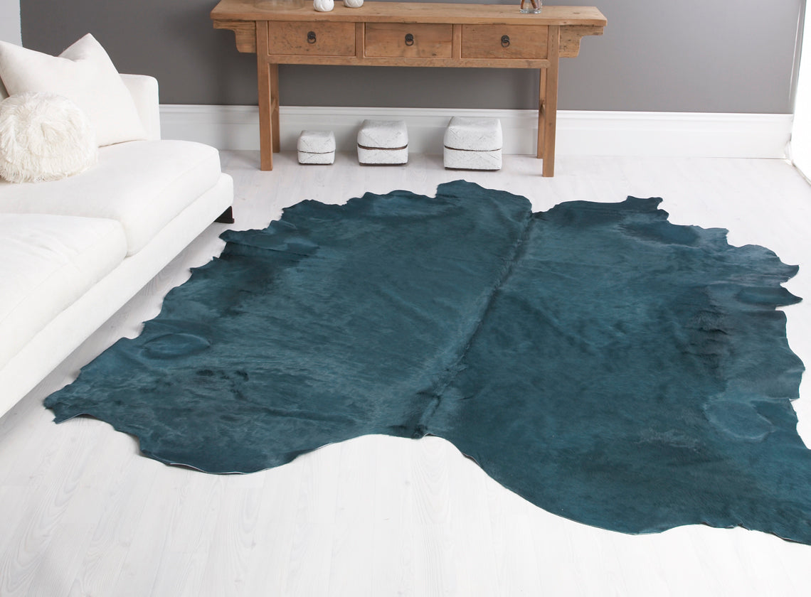Aquamarine Dyed Cow Hide Rug