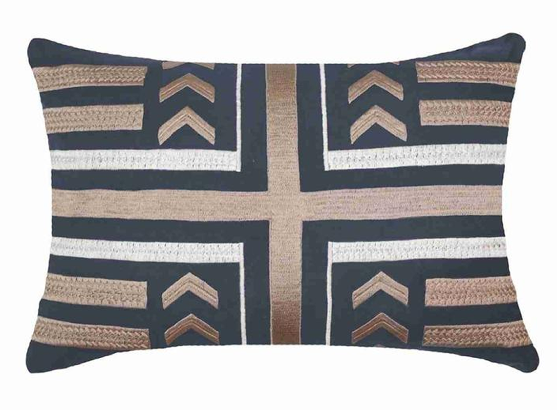 Arrow Stripe Lumber Cushion in Navy