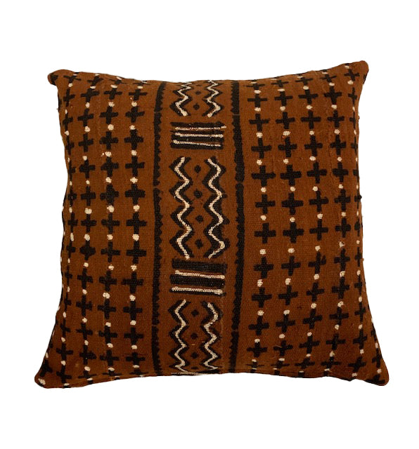 Authentic Mudcloth Cushion in Rust (A)
