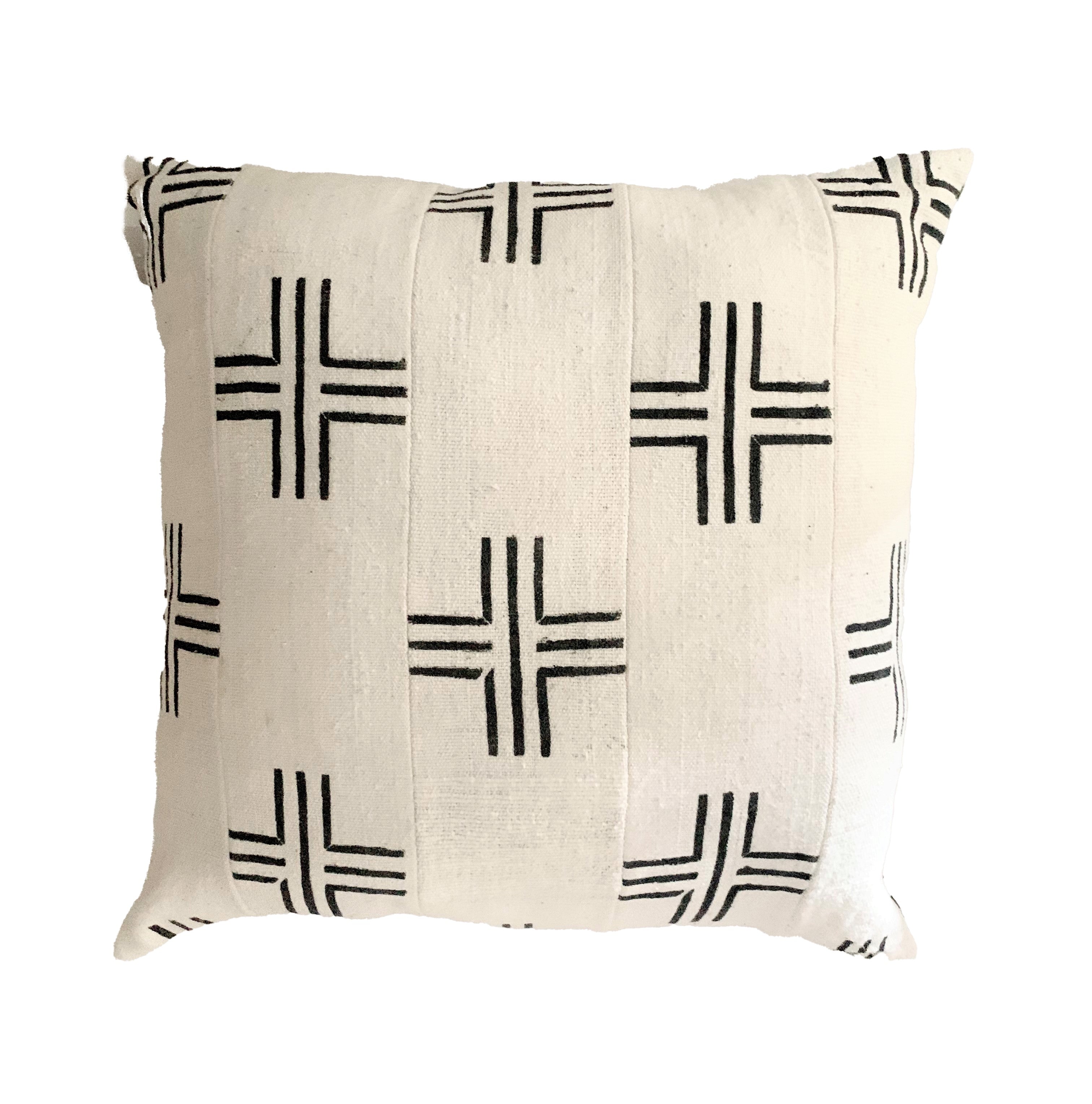 Authentic Mudcloth Cushion in White A