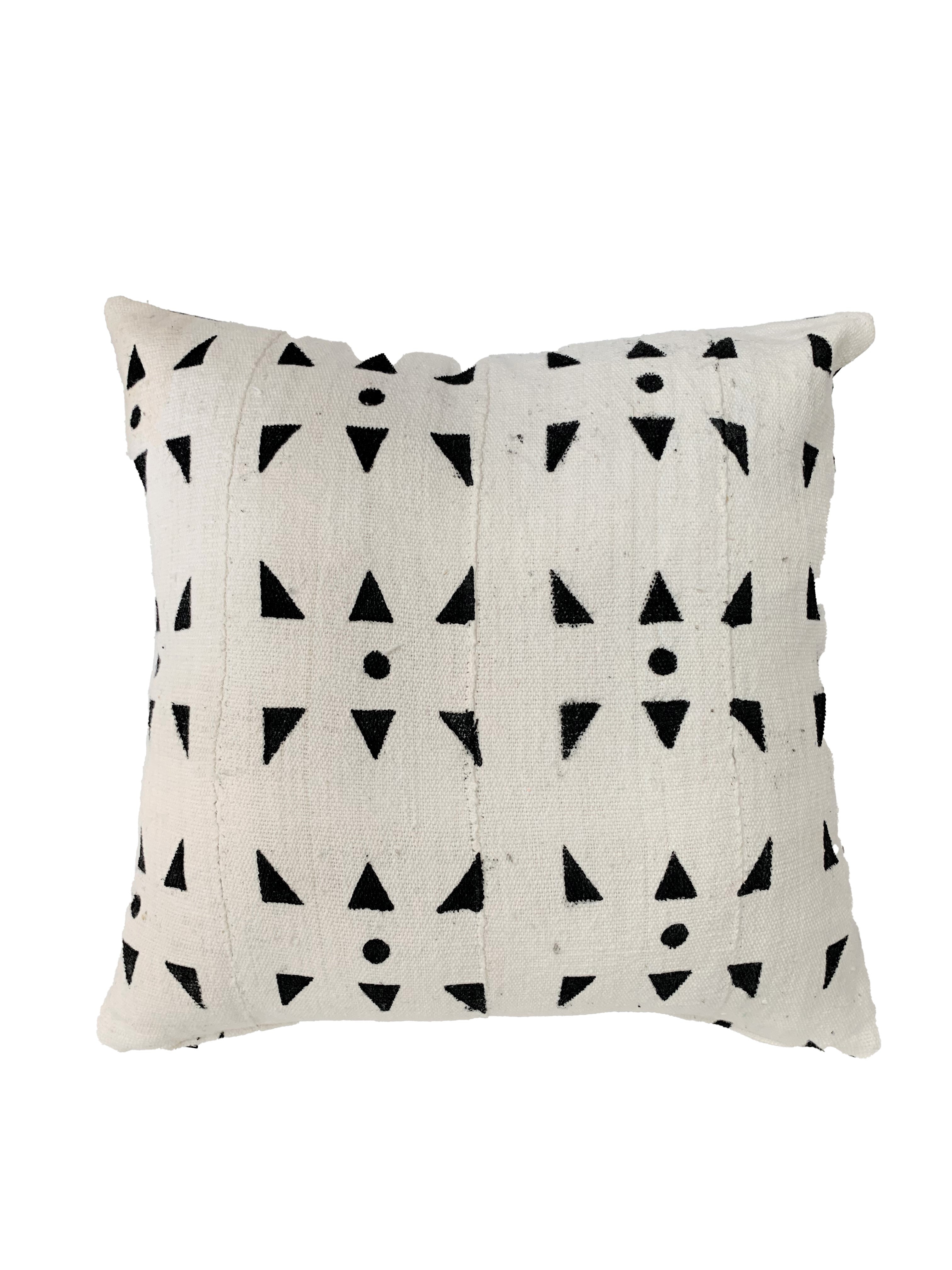 Authentic Mudcloth Cushion in White B