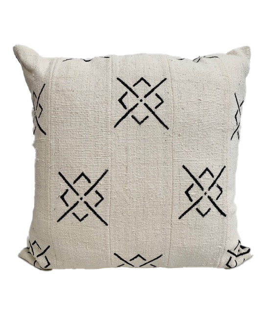 Authentic Mudcloth Cushion in White C