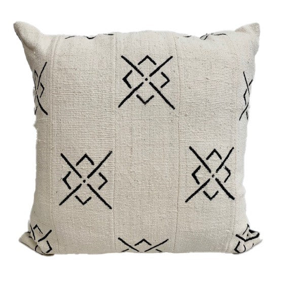 Authentic Mudcloth Cushion in White C