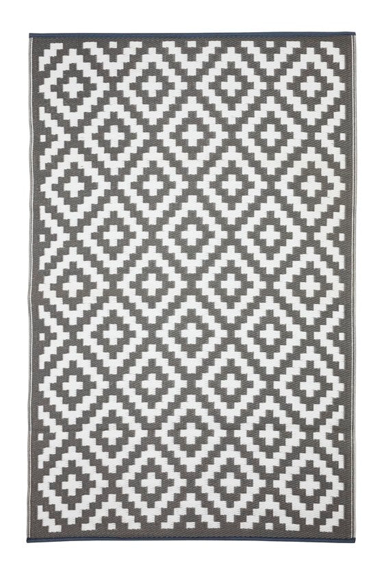 Aztec Grey and White Outdoor Rug