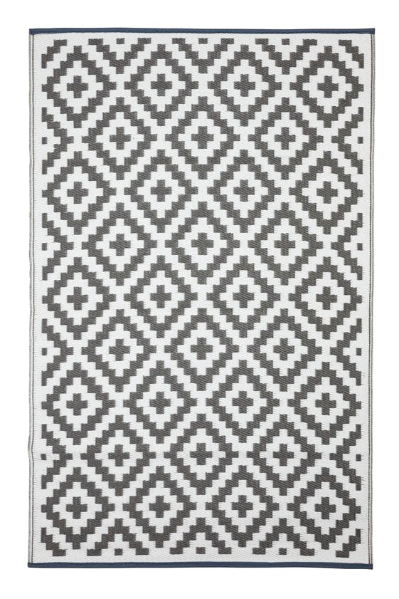 Aztec Grey and White Outdoor Rug
