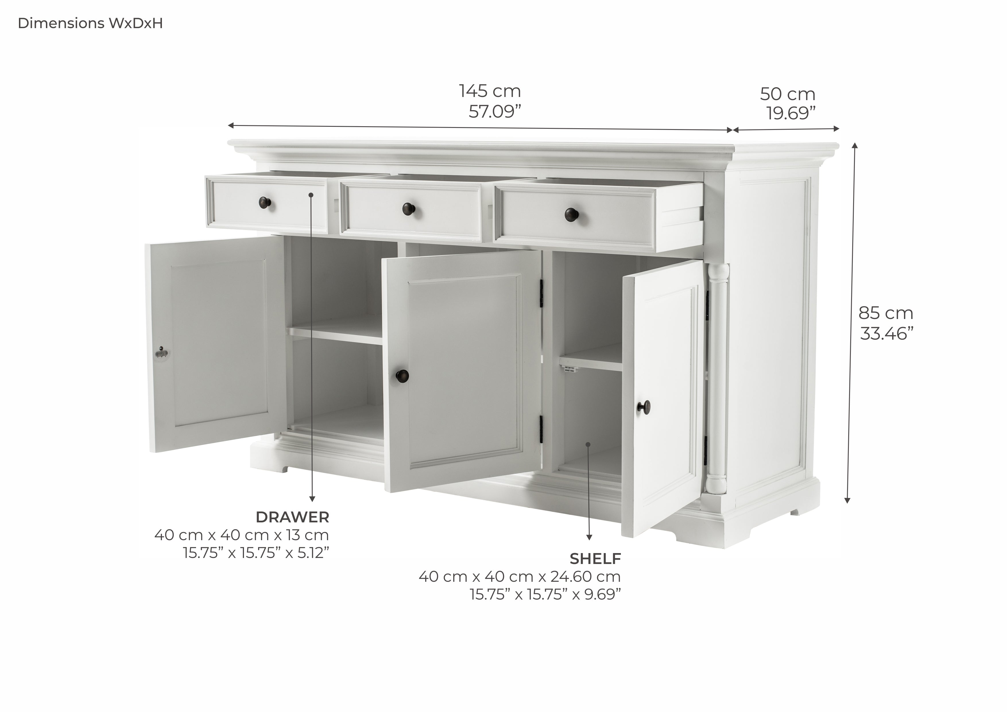 Tiana Beach Classic Sideboard with Three Doors