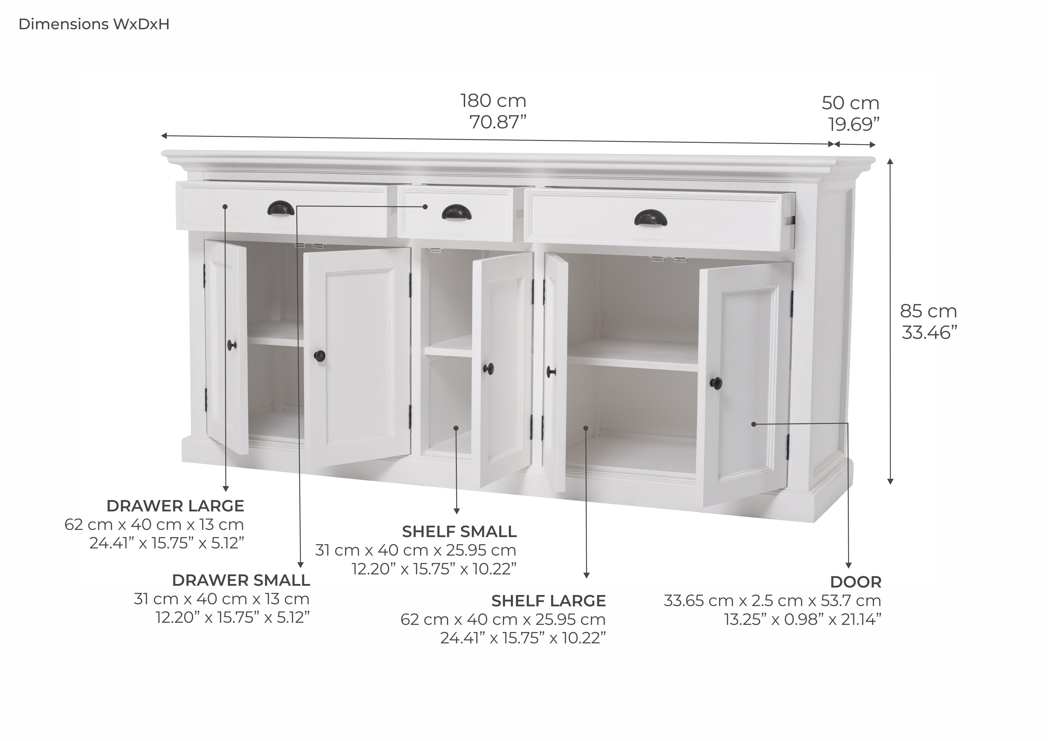 Tiana Beach Buffet with Three Cabinets