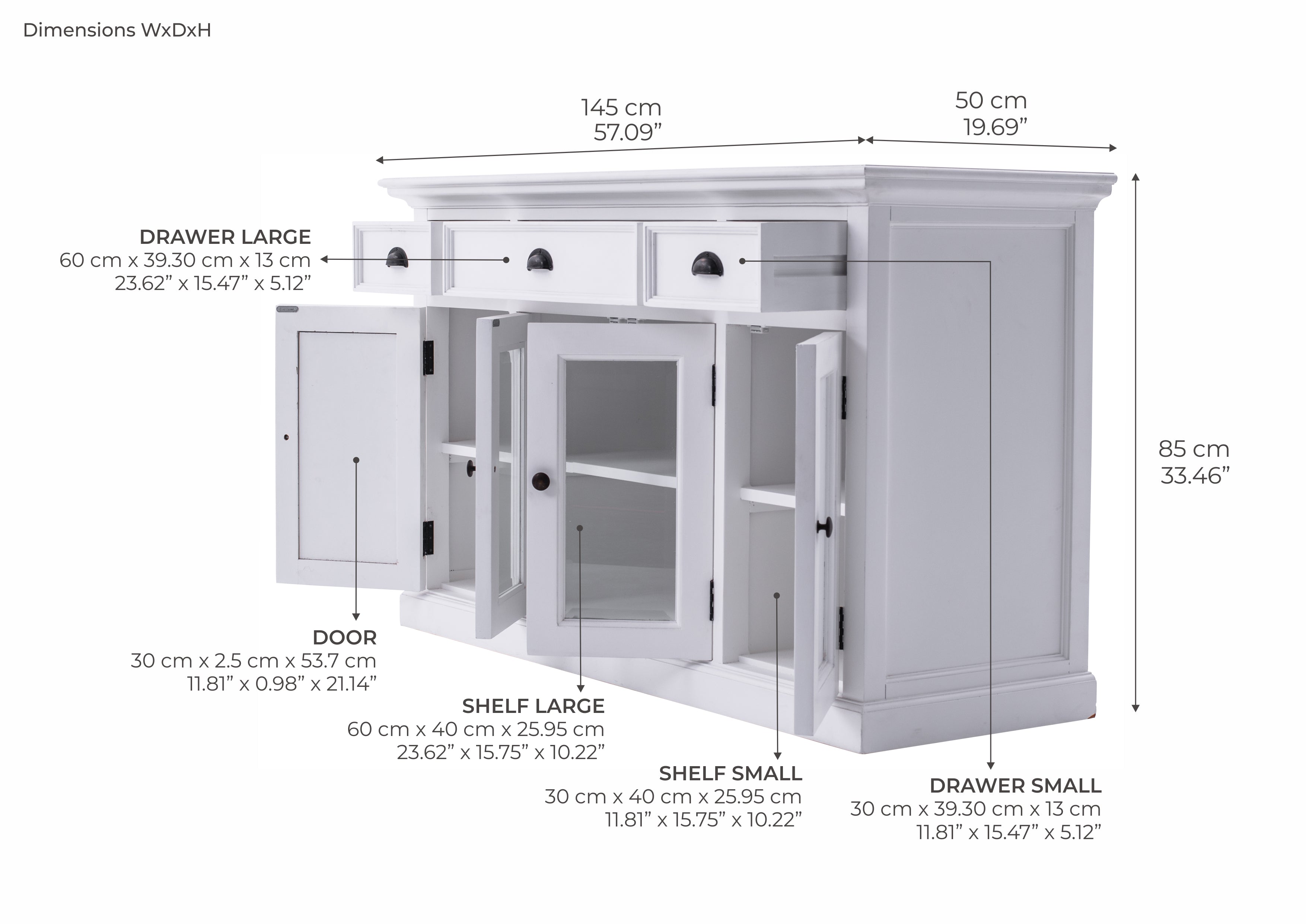 Tiana Beach Buffet with Four Doors Three Drawers