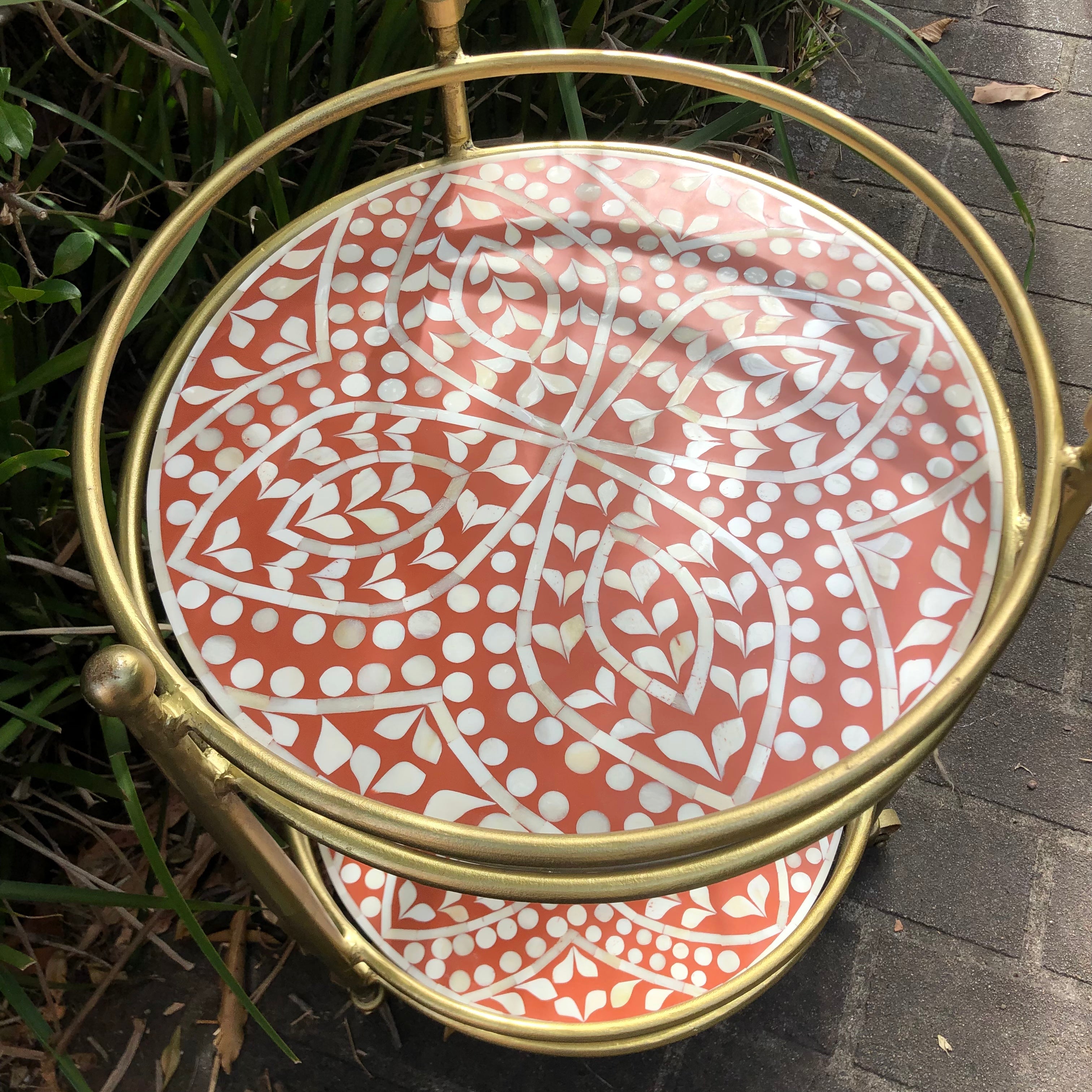 Raji Bone Inlay Drinks Trolley