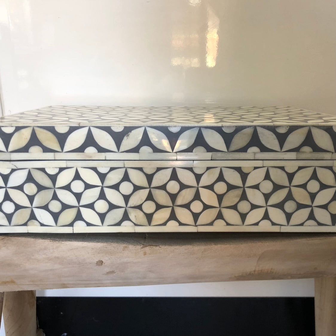 Zohi Interiors Signature Collection : Bone Inlay Large Box in Celtic/Grey