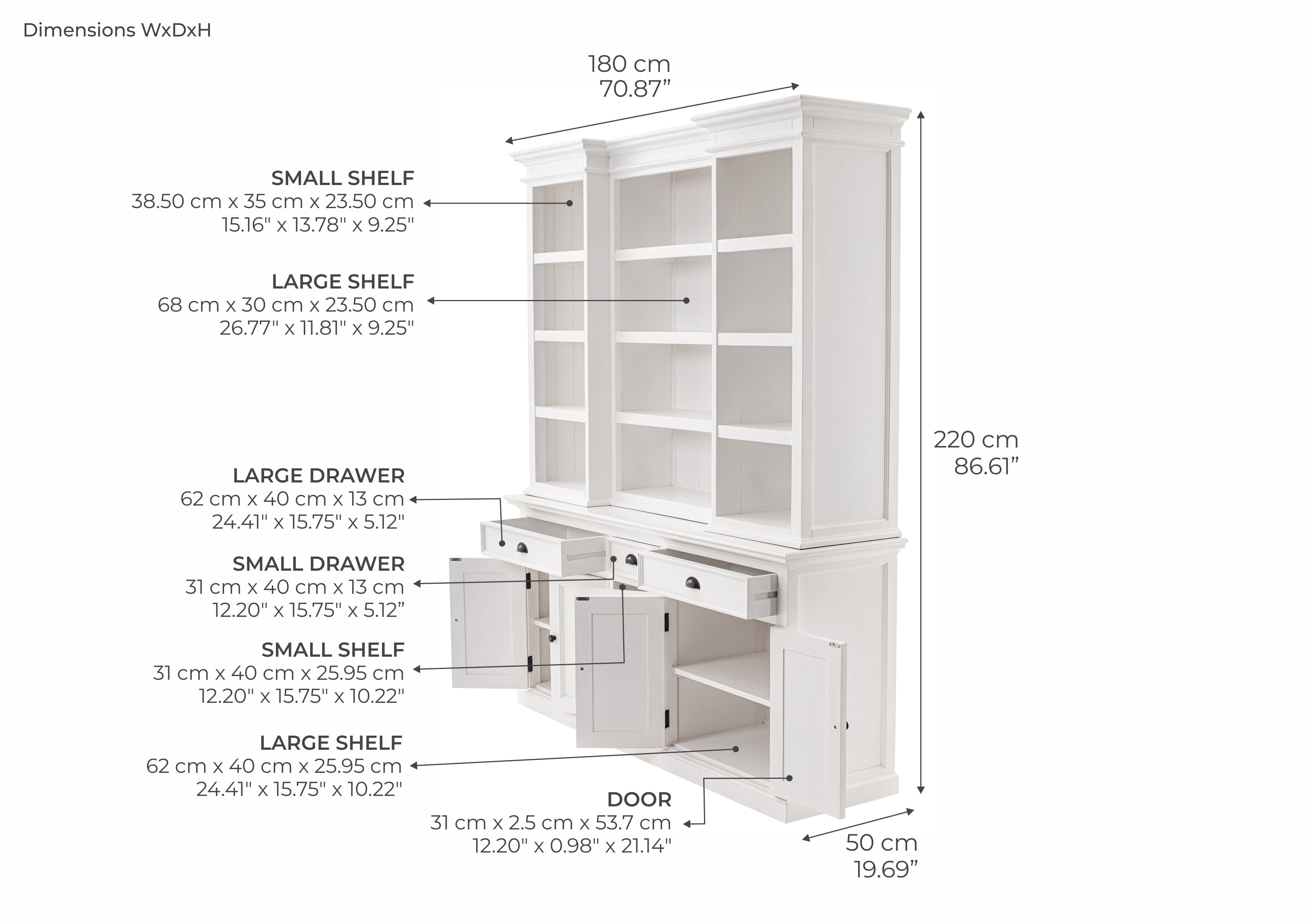 Tiana Beach Kitchen Hutch Unit with Five Doors Three Drawers