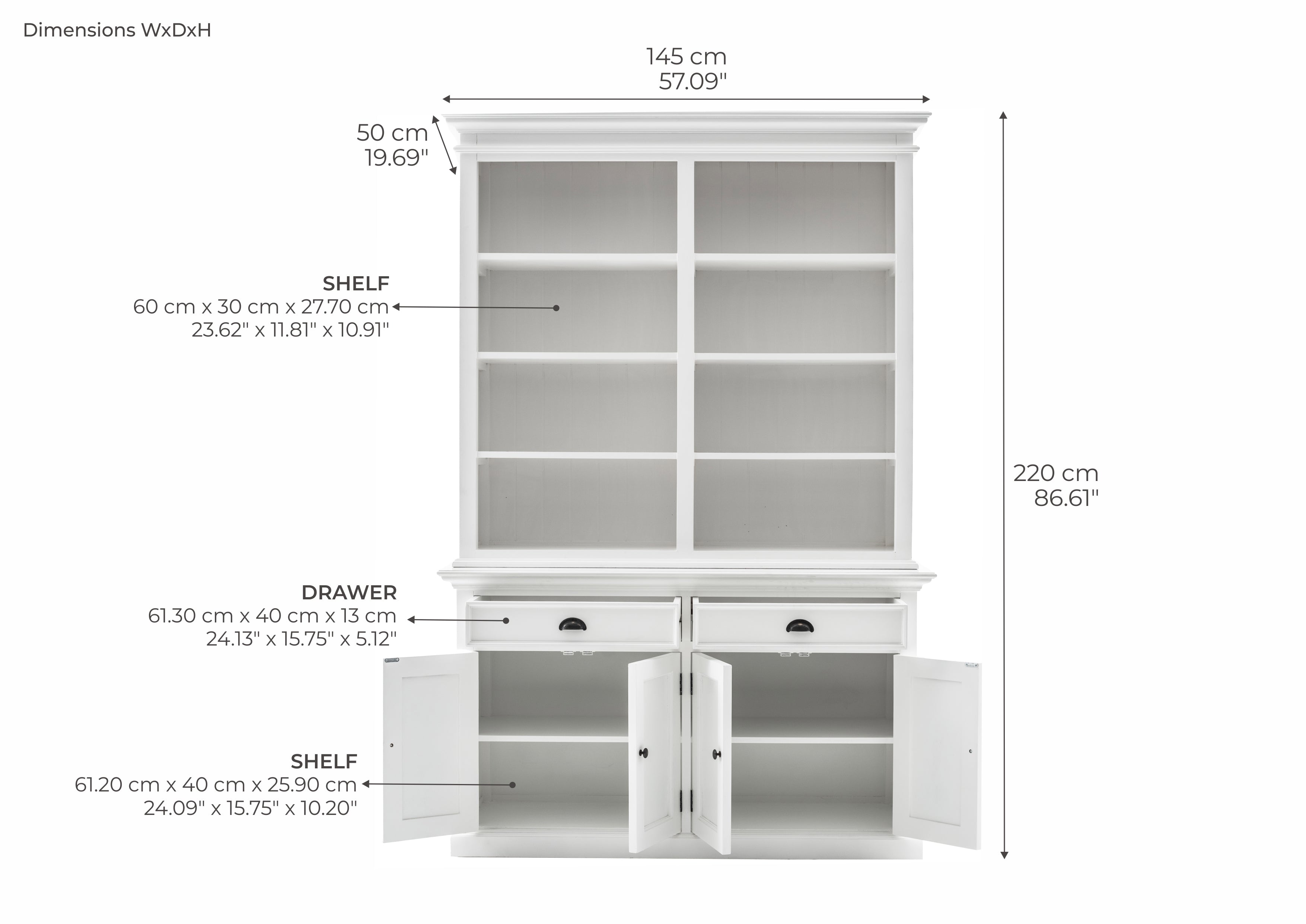 Tiana Beach Buffet Hutch Unit with Eight Shelves