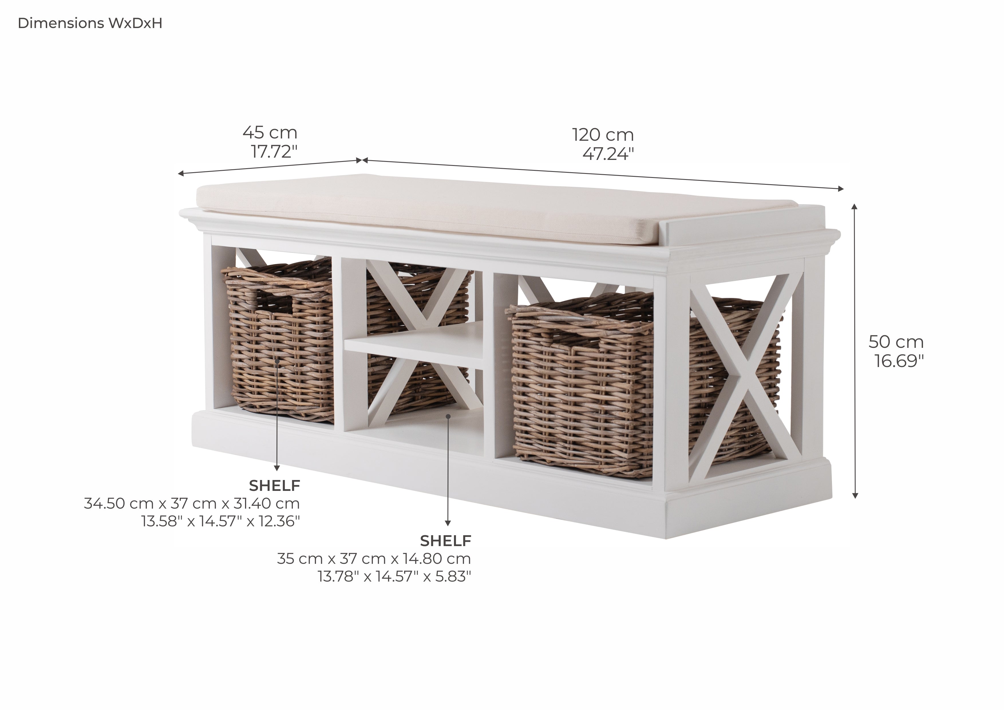 Tiana Beach Bench & Basket Set