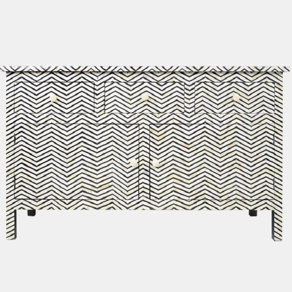 Bone Inlay Sideboard with 3 Drawers in Floral/Blush