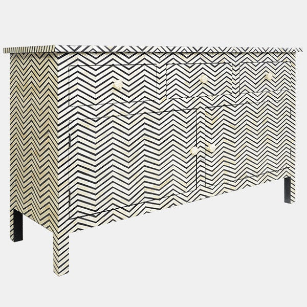Bone Inlay Sideboard with 3 Drawers in Floral/Blush