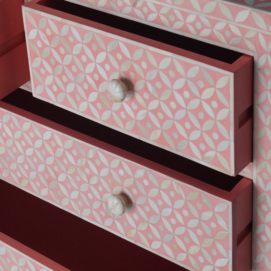 Bone Inlay 4 Drawer Chest in Celtic Black