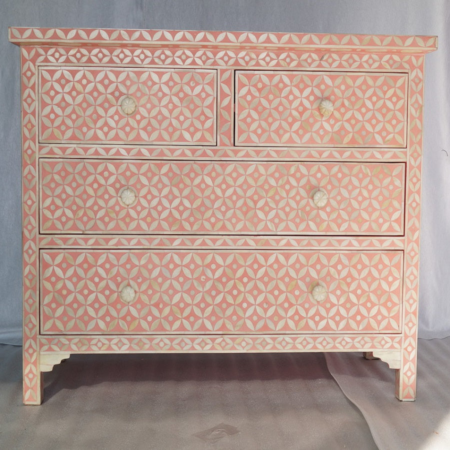 Bone Inlay 4 Drawer Chest in Celtic Black
