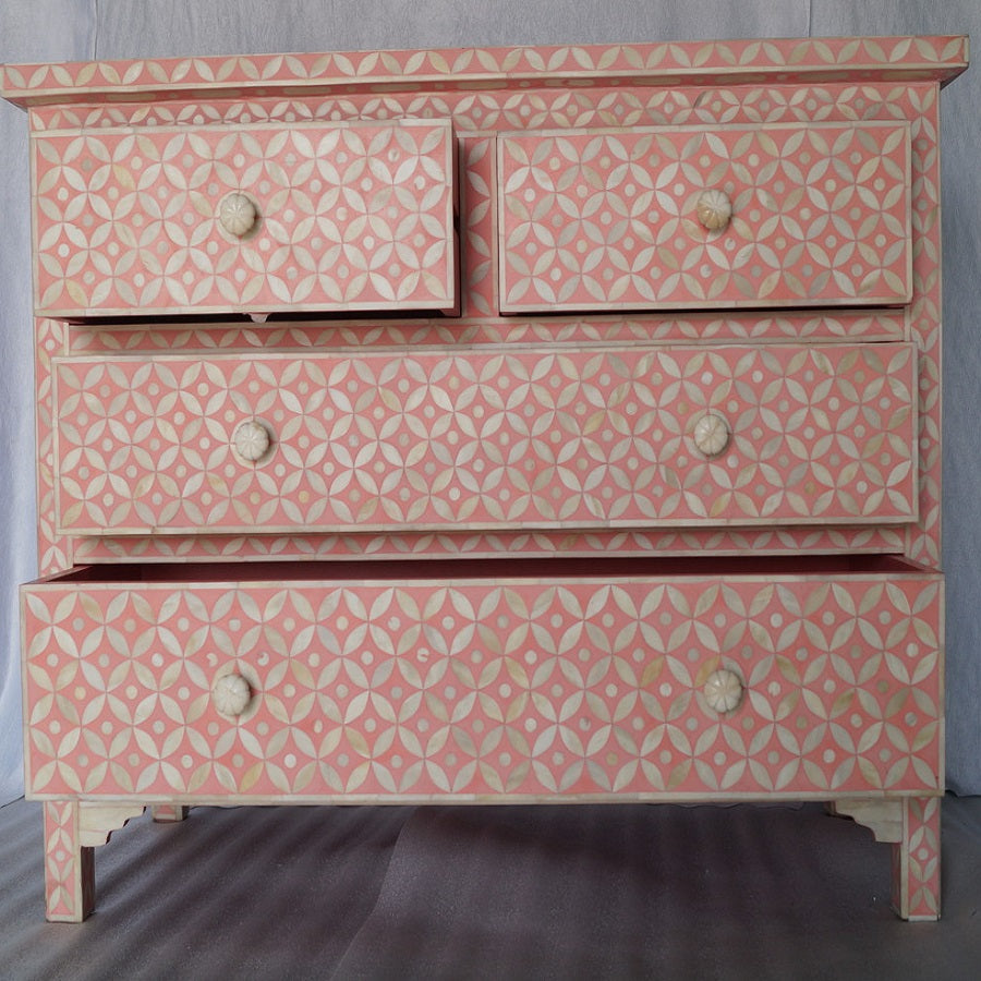 Bone Inlay 4 Drawer Chest in Celtic Black